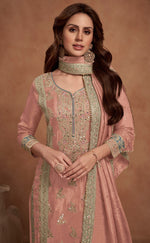 Thumbnail for Anaita Peach Embroidered Silk Salwar Suit - Distacart