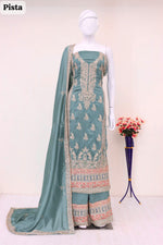 Thumbnail for Anaita Sea Green Embroidered Silk Salwar Suit - Distacart