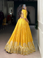 Thumbnail for Lorenvalley Fashion Yellow Tussar Silk Printed Lehenga Choli with Koti