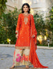 Anaita Orange Chinon Stitched Plazzo Suit With Codding Dori & Sequence Work - Distacart
