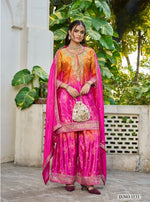Thumbnail for Anaita Hot Pink Chinon Stitched Plazzo Suit With Digital Printed & Hand Work - Distacart