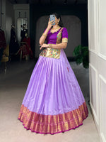 Thumbnail for Lorenvalley Fashion Lavender Cotton Silk Zari Weaving Work Lehenga Choli