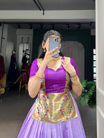 Thumbnail for Lorenvalley Fashion Lavender Cotton Silk Zari Weaving Work Lehenga Choli