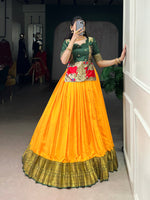 Thumbnail for Lorenvalley Fashion Mustard Cotton Silk Zari Weaving Work Lehenga Choli