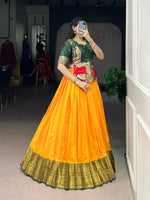 Thumbnail for Lorenvalley Fashion Mustard Cotton Silk Zari Weaving Work Lehenga Choli