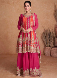 Thumbnail for Lorenvalley Multicolor Chinon Embroidery With Sequince Work Salwar Kameez Stitched