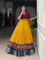 Thumbnail for Lorenvalley Fashion Mustard Poly Cotton Printed With Zari Weaving Lehenga Choli