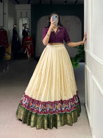 Thumbnail for Lorenvalley Fashion Offwhite Poly Cotton Printed With Zari Weaving Lehenga Choli