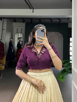 Thumbnail for Lorenvalley Fashion Offwhite Poly Cotton Printed With Zari Weaving Lehenga Choli