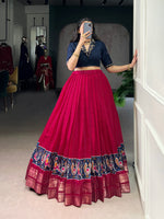 Thumbnail for Lorenvalley Fashion Pink Poly Cotton Printed With Zari Weaving Lehenga Choli