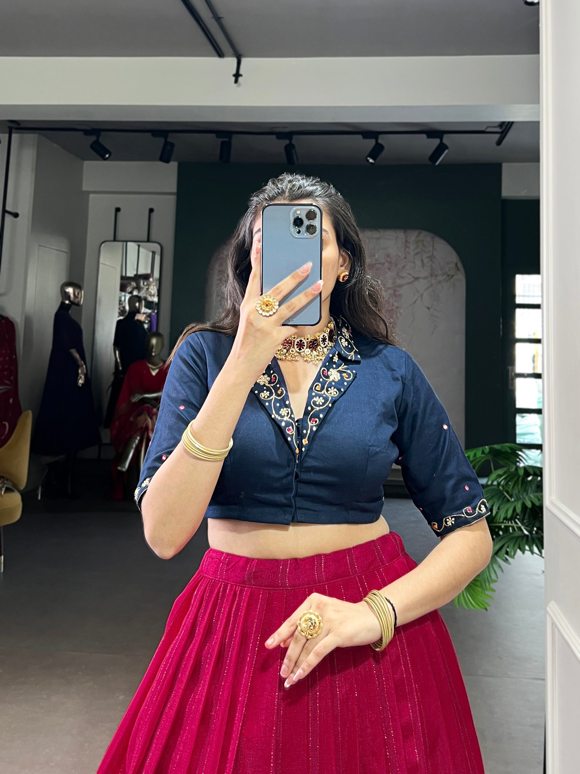 Lorenvalley Fashion Pink Poly Cotton Printed With Zari Weaving Lehenga Choli