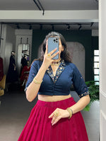 Thumbnail for Lorenvalley Fashion Pink Poly Cotton Printed With Zari Weaving Lehenga Choli