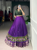 Thumbnail for Lorenvalley Fashion Purple Poly Cotton Printed With Zari Weaving Lehenga Choli
