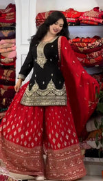 Thumbnail for Anaita Black Chinon Silk Readymade Suit with Embroidery & Sequence Work - Dista