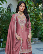 Thumbnail for Anaita Peach Chinon Stitched Plazzo Suit With Dhaga & Sequence Work - Distacart