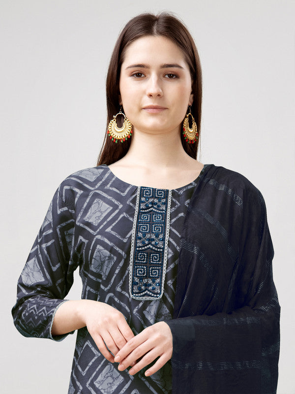 Grey Women's Kurta Pant Dupatta Set - Hiral Fashion - Distacart