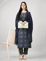 Thumbnail for Grey Women's Kurta Pant Dupatta Set - Hiral Fashion - Distacart