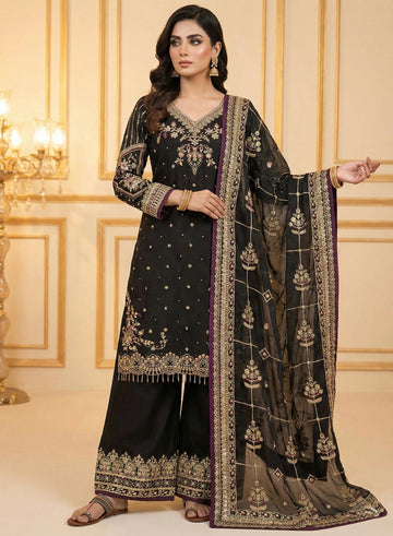 Anaita Black Chinon Silk Readymade Suit with Embroidery & Sequence Work - Dista