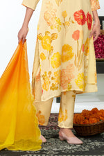 Thumbnail for BulBul Malaika Silk White Kurta Set with Dupatta