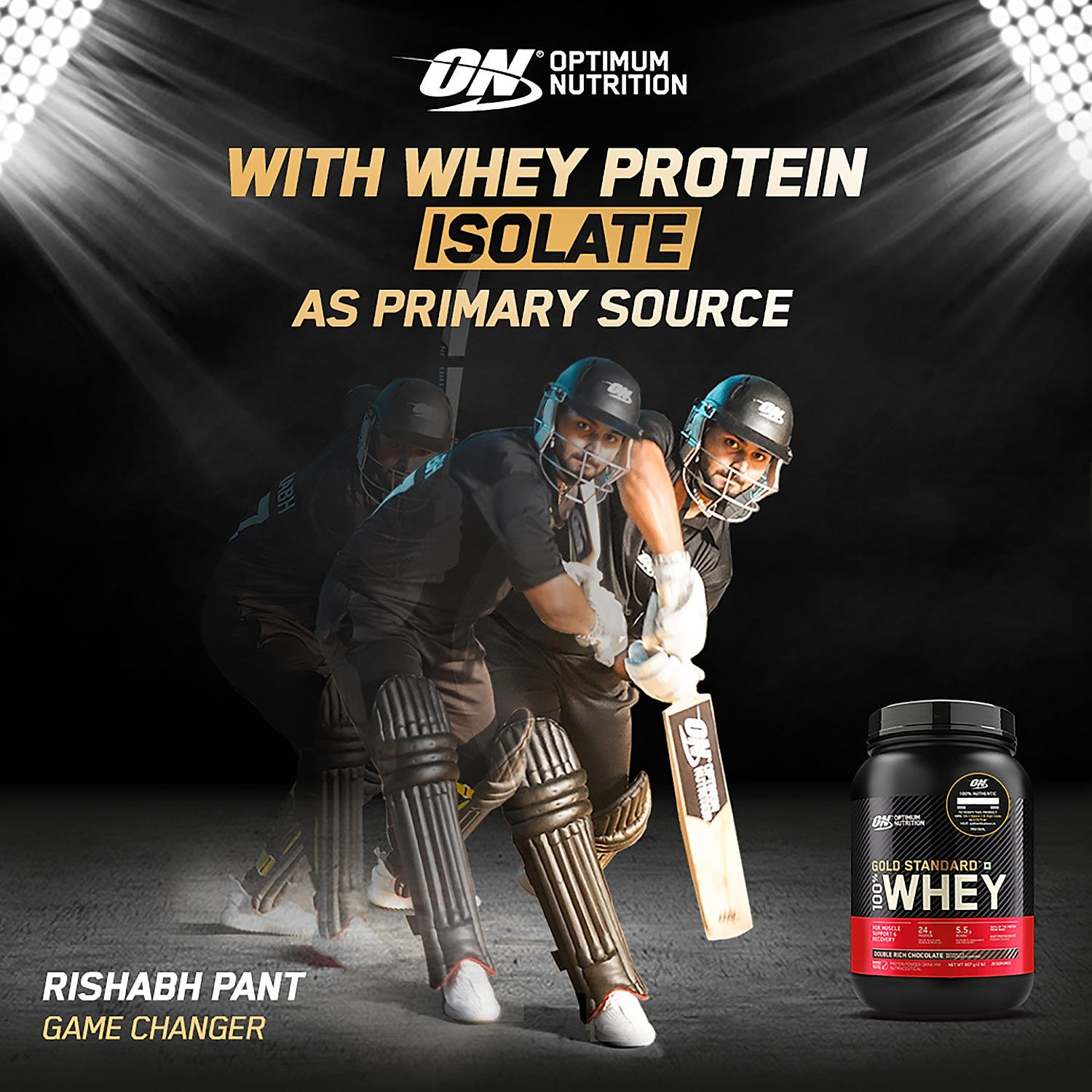 Optimum Nutrition Gold Standard 100% Whey Protein Powder (Double Rich Chocolate) 1.7kg & Micronised Creatine Powder (Unflavoured) 250 gm