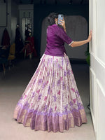 Thumbnail for Lorenvalley Fashion Purple Dola Chex Floral Printed With Zari Weaving Work Lehenga Choli