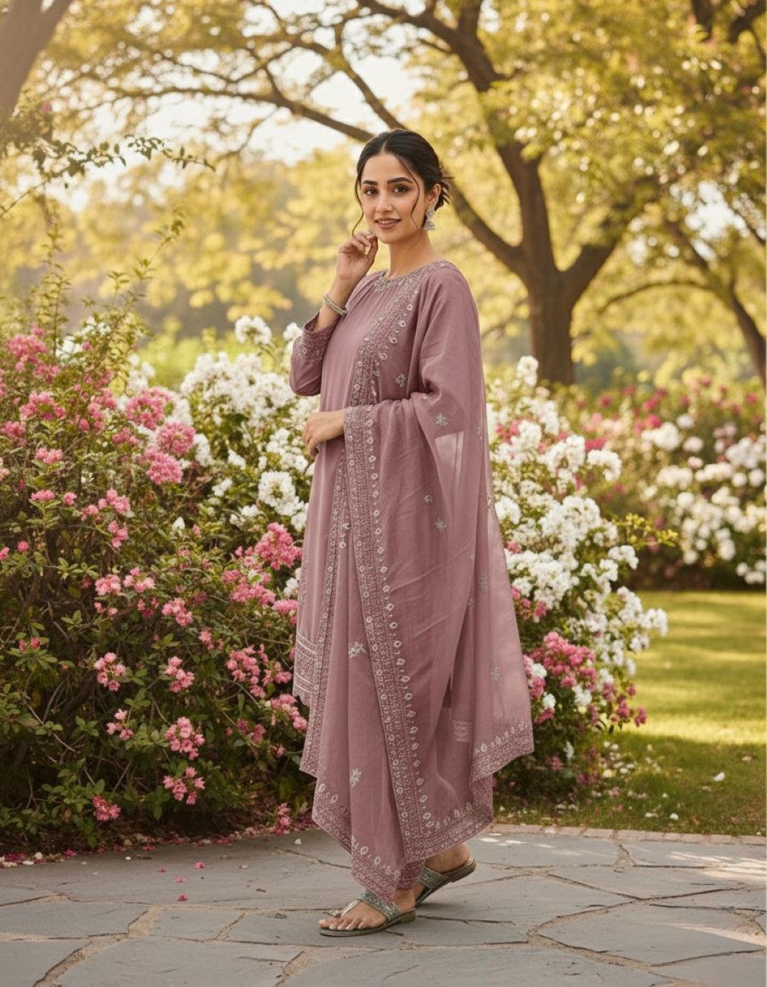 Anaita Pink Crepe Readymade Suit with Embroidery & Sequence Work - Dista