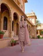 Thumbnail for Anaita Pink Crepe Readymade Suit with Embroidery & Sequence Work - Dista