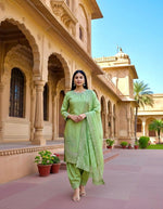 Thumbnail for Anaita Green Crepe Readymade Suit with Embroidery & Sequence Work - Dista