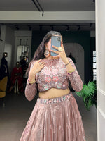 Thumbnail for Lorenvalley Fashion Onionpink Fendy Silk Sequins and Thread Embroidery Work Lehenga Choli