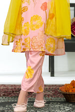 Thumbnail for BulBul Malaika Silk Pink Kurta Set with Dupatta