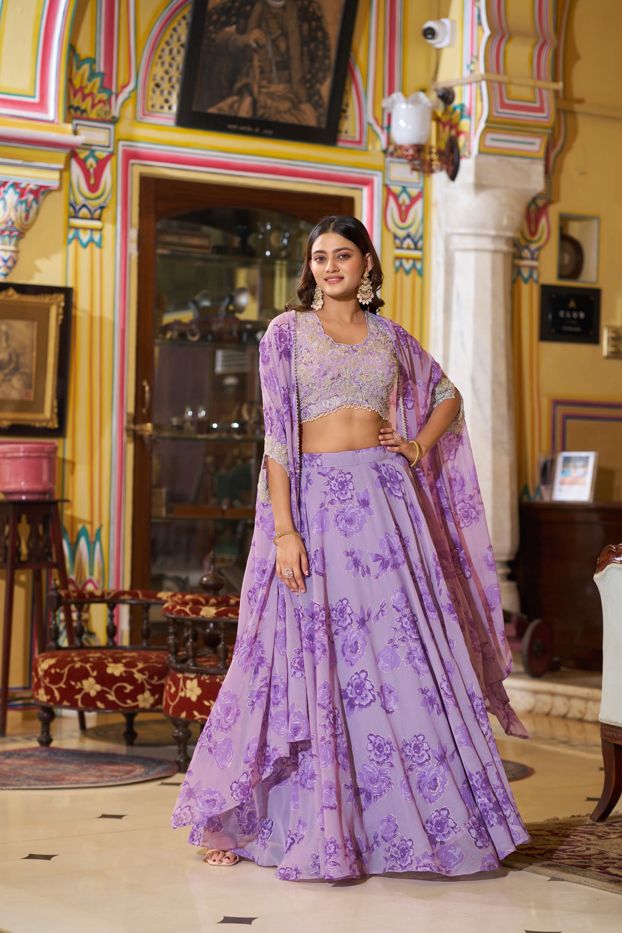 Lorenvalley Fashion Multicolor Georgette Thread Embroidery, Sequins & Tube Beads Work Lehenga Choli With Stylish Dupatta - Dista