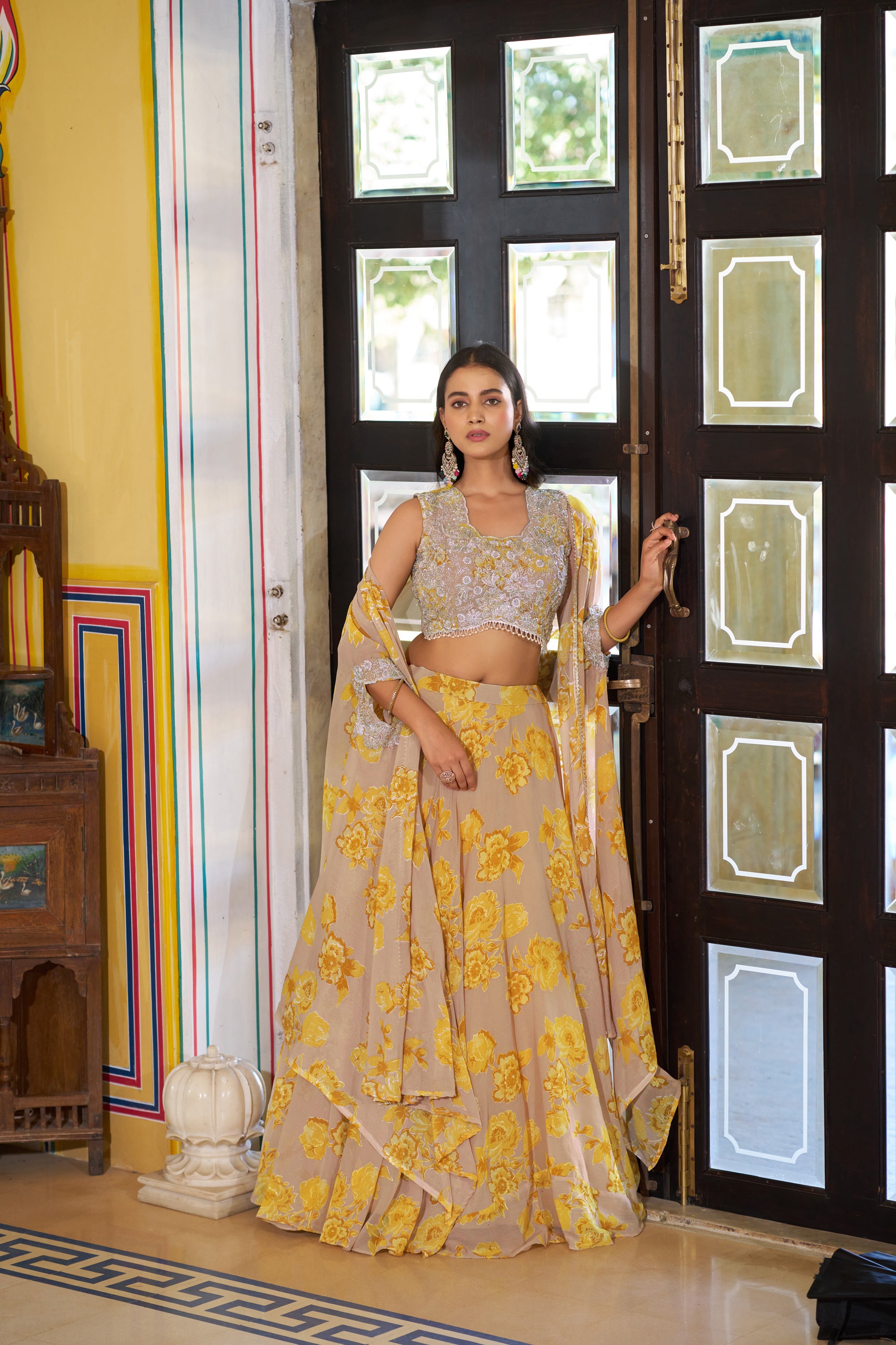 Lorenvalley Fashion Multicolor Georgette Thread Embroidery, Sequins & Tube Beads Work Lehenga Choli With Stylish Dupatta - Dista