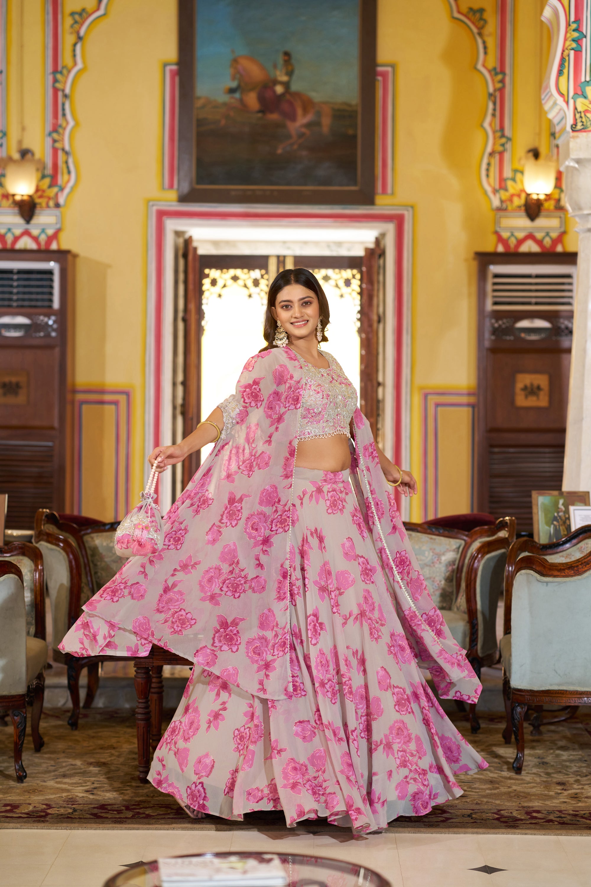 Lorenvalley Fashion Multicolor Georgette Thread Embroidery, Sequins & Tube Beads Work Lehenga Choli With Stylish Dupatta - Dista