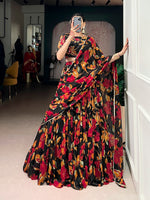 Thumbnail for Lorenvalley Fashion Multicolor Marble Floral Printed Lehenga Choli with Dupatta - Distacart
