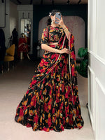 Thumbnail for Lorenvalley Fashion Multicolor Marble Floral Printed Lehenga Choli with Dupatta - Distacart