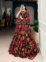 Thumbnail for Lorenvalley Fashion Multicolor Marble Floral Printed Lehenga Choli with Dupatta - Distacart