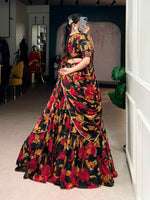 Thumbnail for Lorenvalley Fashion Multicolor Marble Floral Printed Lehenga Choli with Dupatta - Distacart