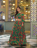 Thumbnail for Lorenvalley Fashion Multicolor Marble Floral Printed Lehenga Choli With Dupatta - Dista