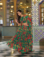 Thumbnail for Lorenvalley Fashion Multicolor Marble Floral Printed Lehenga Choli With Dupatta - Dista
