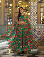 Thumbnail for Lorenvalley Fashion Multicolor Marble Floral Printed Lehenga Choli With Dupatta - Dista