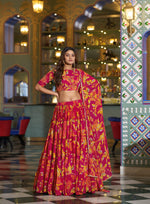 Thumbnail for Lorenvalley Fashion Multicolor Marble Floral Printed Lehenga Choli With Dupatta - Dista
