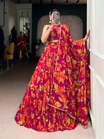Thumbnail for Lorenvalley Fashion Multicolor Marble Floral Printed Lehenga Choli with Dupatta - Distacart