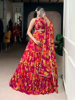 Thumbnail for Lorenvalley Fashion Multicolor Marble Floral Printed Lehenga Choli with Dupatta - Distacart