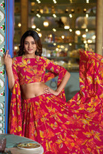 Thumbnail for Lorenvalley Fashion Multicolor Marble Floral Printed Lehenga Choli With Dupatta - Dista