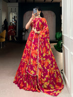 Thumbnail for Lorenvalley Fashion Multicolor Marble Floral Printed Lehenga Choli with Dupatta - Distacart