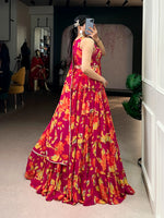 Thumbnail for Lorenvalley Fashion Multicolor Marble Floral Printed Lehenga Choli with Dupatta - Distacart