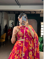 Thumbnail for Lorenvalley Fashion Multicolor Marble Floral Printed Lehenga Choli with Dupatta - Distacart
