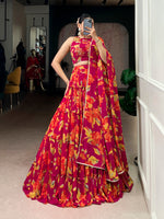 Thumbnail for Lorenvalley Fashion Multicolor Marble Floral Printed Lehenga Choli with Dupatta - Distacart