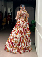 Thumbnail for Lorenvalley Fashion Multicolor Marble Floral Printed Lehenga Choli with Dupatta - Distacart