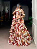 Thumbnail for Lorenvalley Fashion Multicolor Marble Floral Printed Lehenga Choli with Dupatta - Distacart